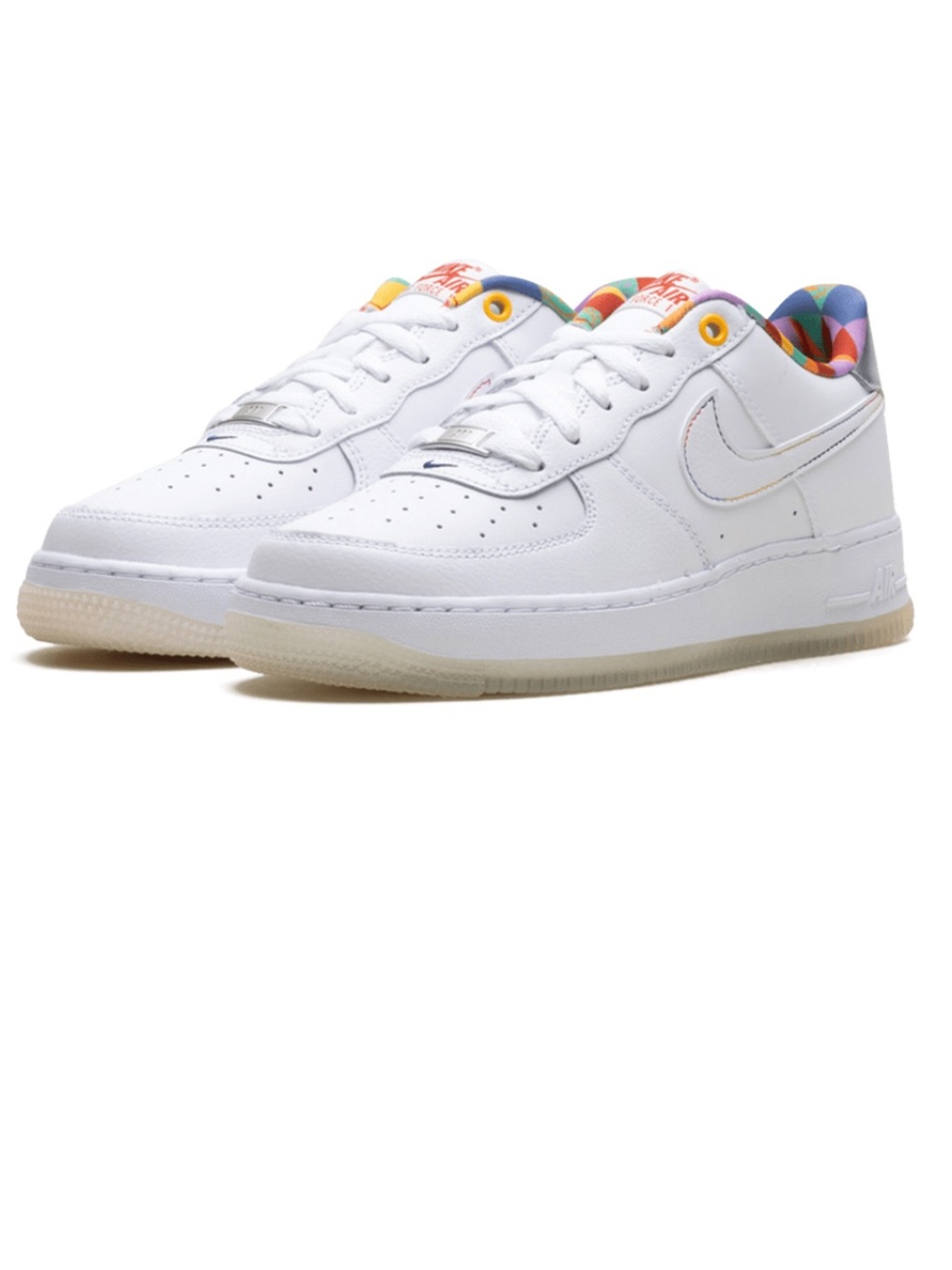 NIKE Air Force 1 Low LV8 GS "White Playful Print" SZ 4Y New W/ Replacement box